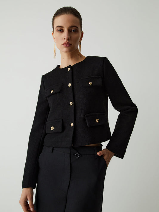 Velina Moda | Button Tweed Jacket