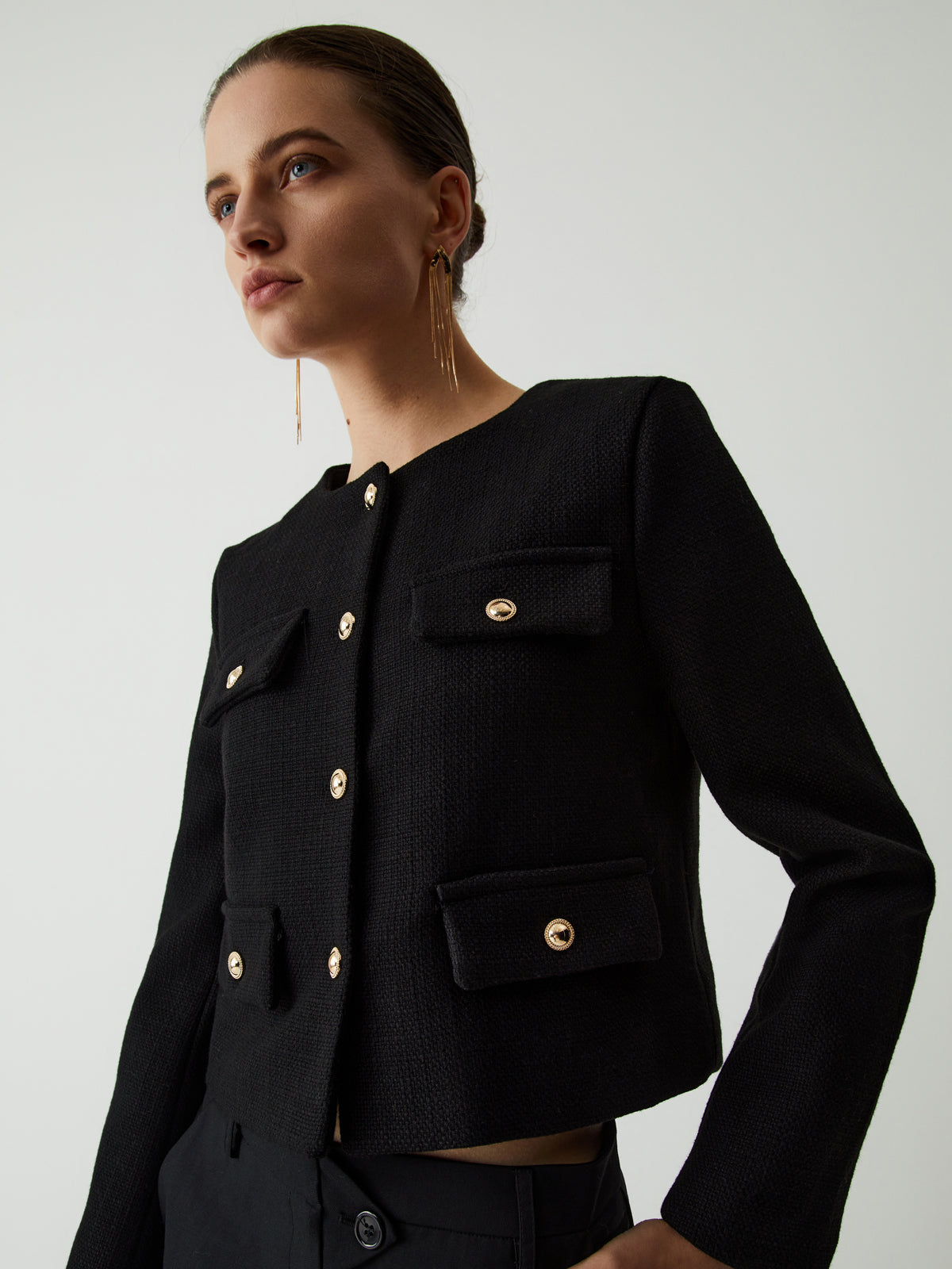 Velina Moda | Button Tweed Jacket