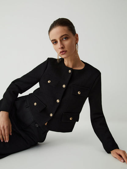 Velina Moda | Button Tweed Jacket