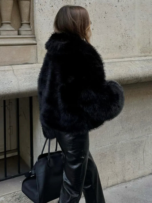 Velina Moda | Faux Fur Collar Jacket