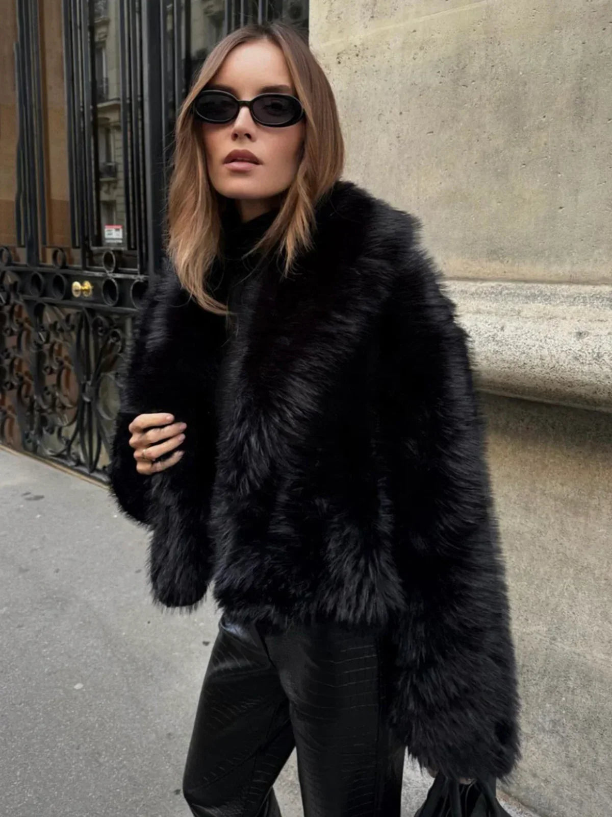 Velina Moda | Faux Fur Collar Jacket