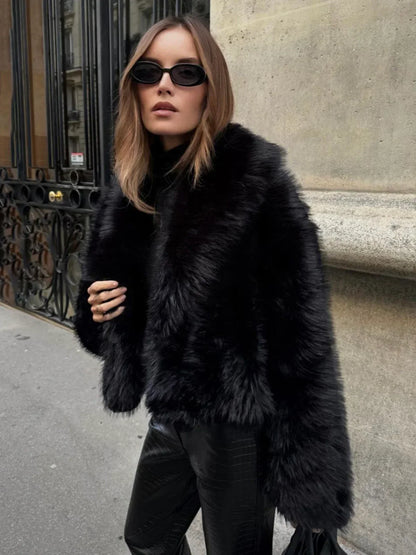 Velina Moda | Faux Fur Collar Jacket