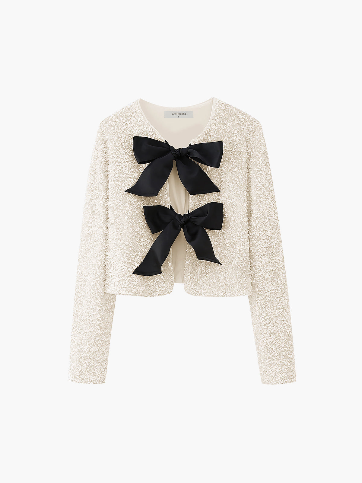 Velina Moda | Velvet Bow Decor Jacket