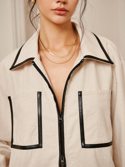 Velina Moda | Linen Double-Zip Jacket