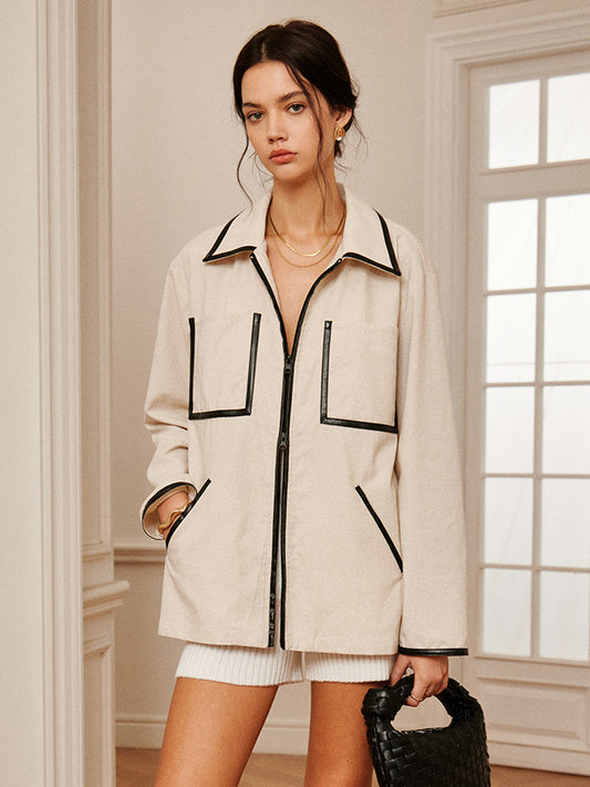 Velina Moda | Linen Double-Zip Jacket