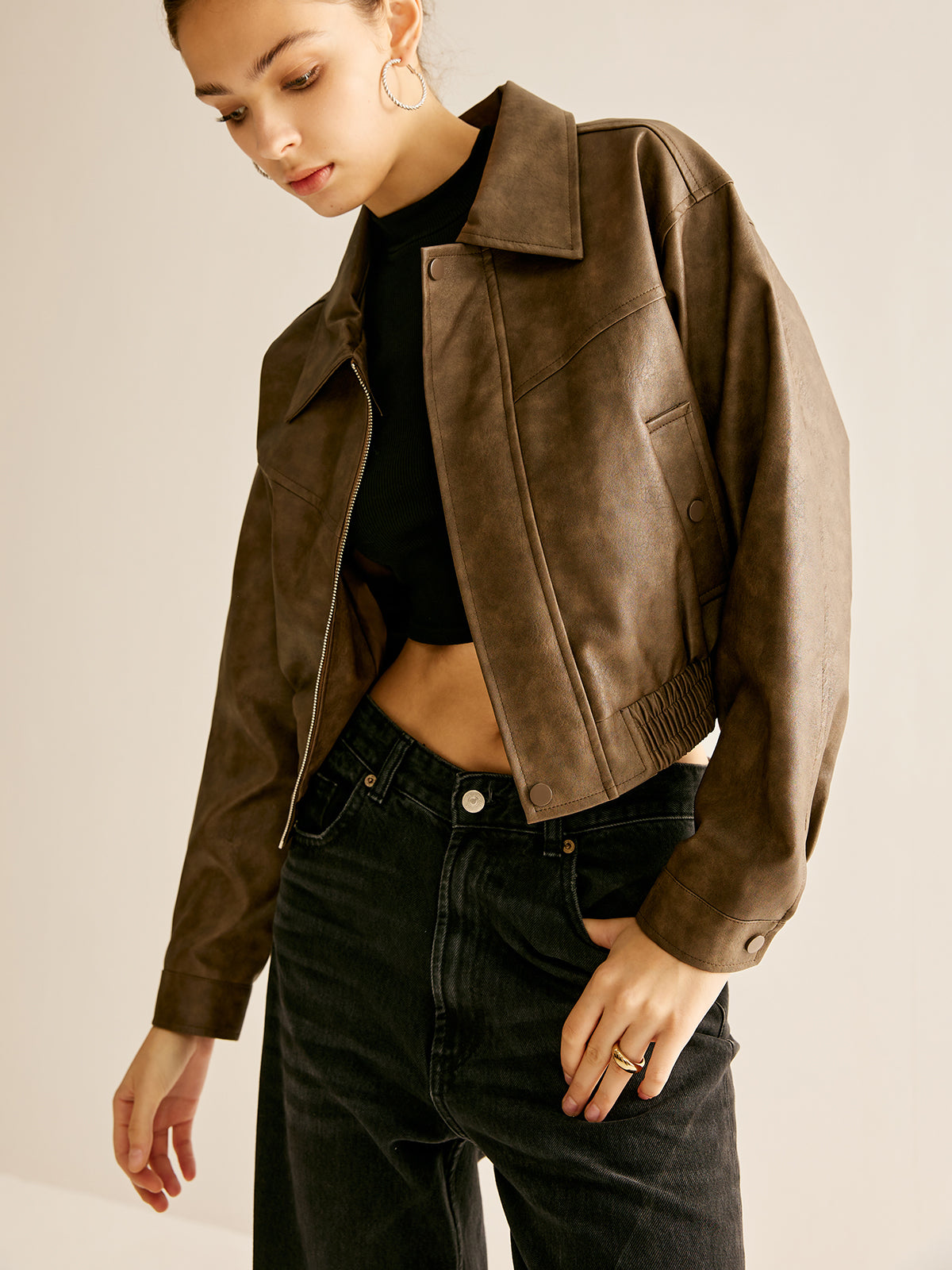 Velina Moda | Faux Leather Jacket
