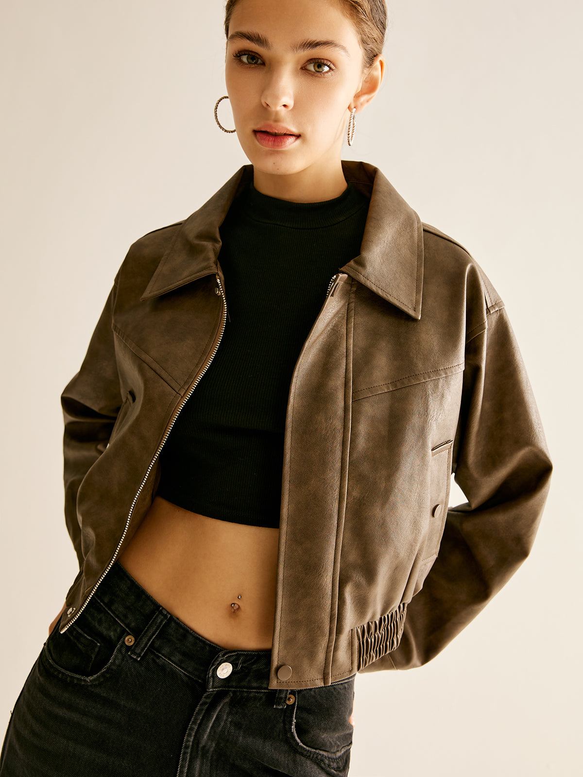 Velina Moda | Faux Leather Jacket