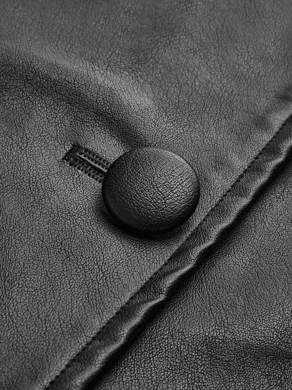 Velina Moda | Belted Faux Leather Jacket
