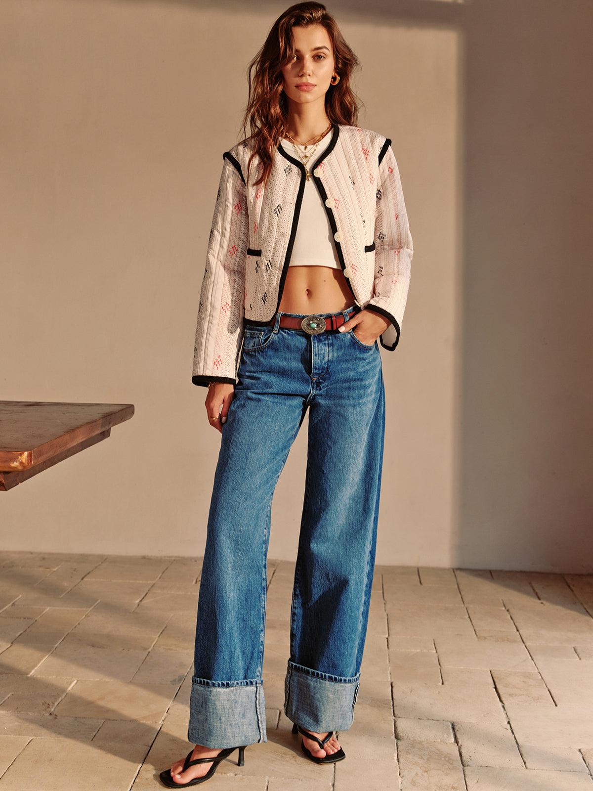 Velina Moda | Contrast Piping Short Jacket