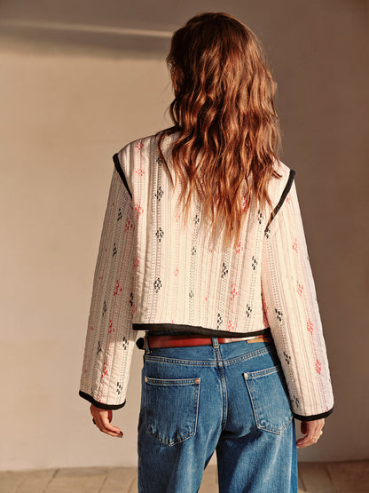 Velina Moda | Contrast Piping Short Jacket