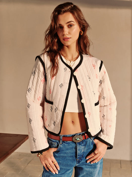 Velina Moda | Contrast Piping Short Jacket