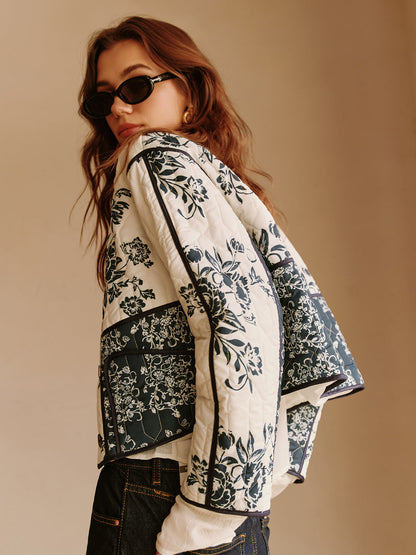 Velina Moda | Printed Piping Cozy Jacket