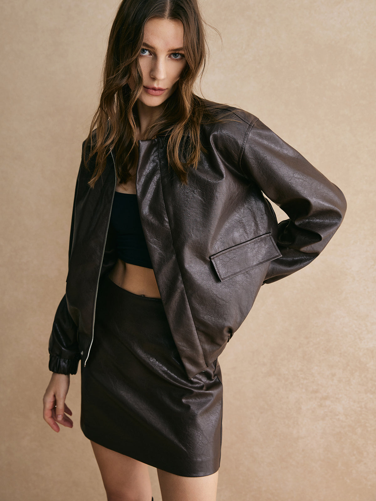 Velina Moda | Faux Leather Jacket