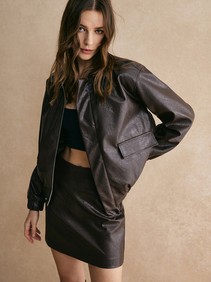 Velina Moda | Faux Leather Jacket