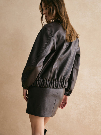Velina Moda | Faux Leather Jacket