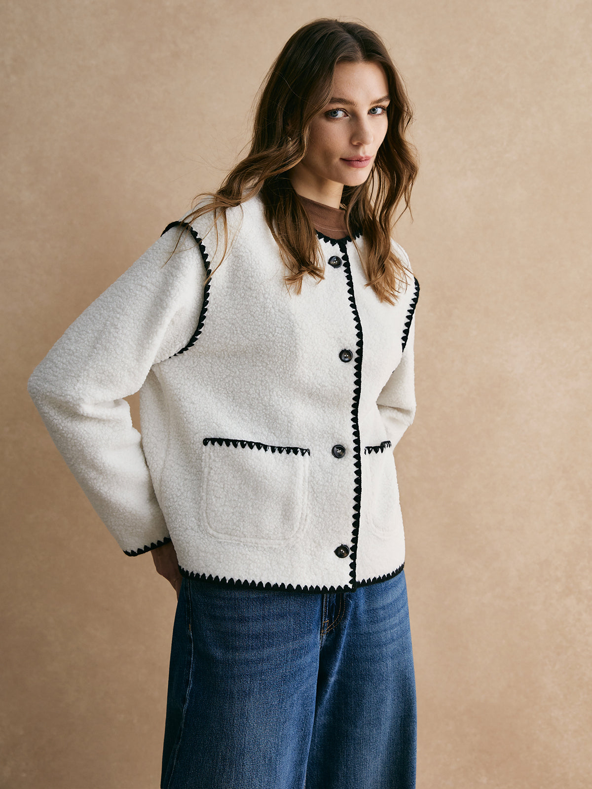Velina Moda | Trim Minky Fleece Jacket