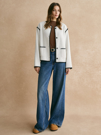 Velina Moda | Trim Minky Fleece Jacket