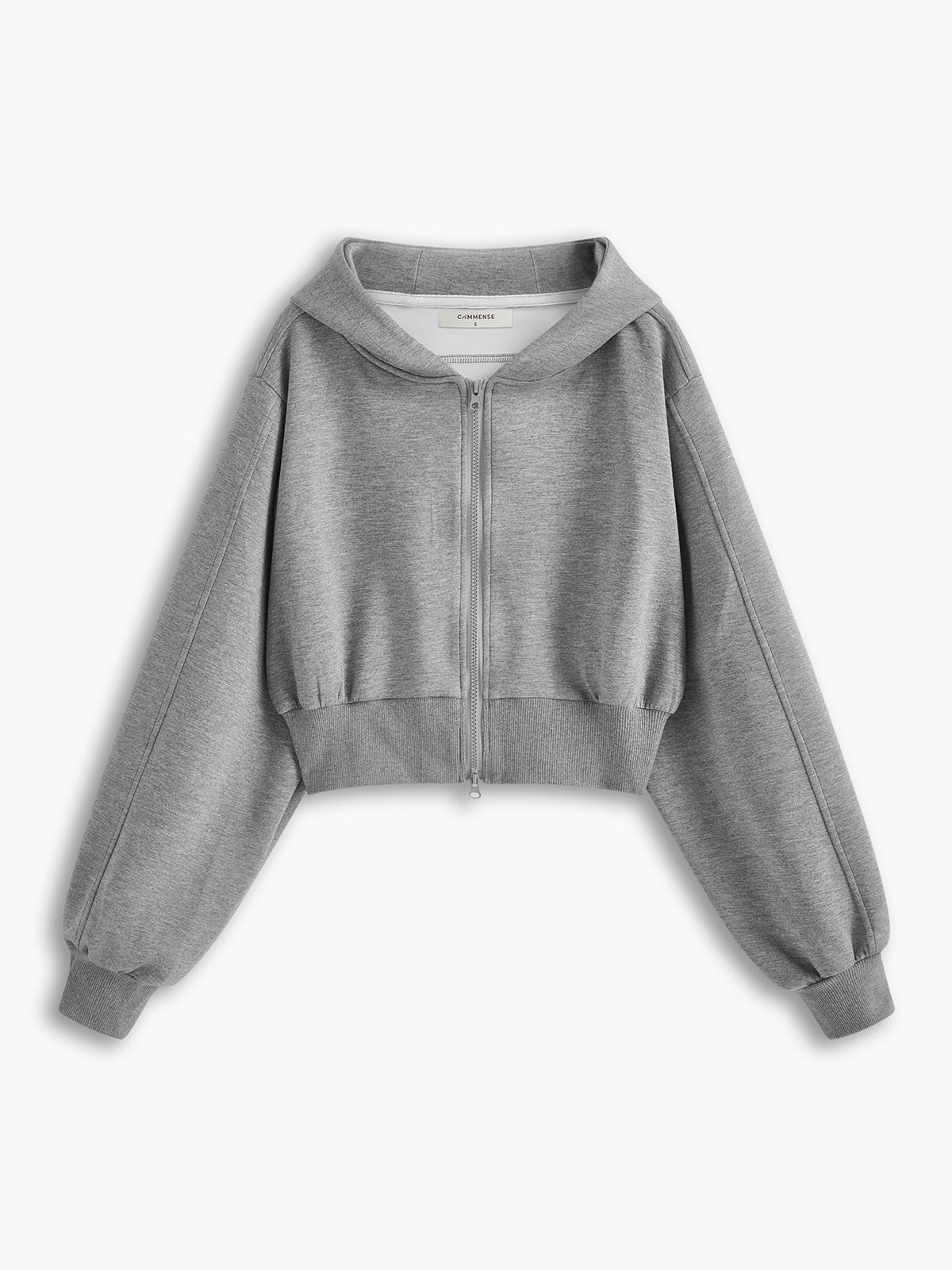 Velina Moda | Long Sleeve Zip Crop Hoodie