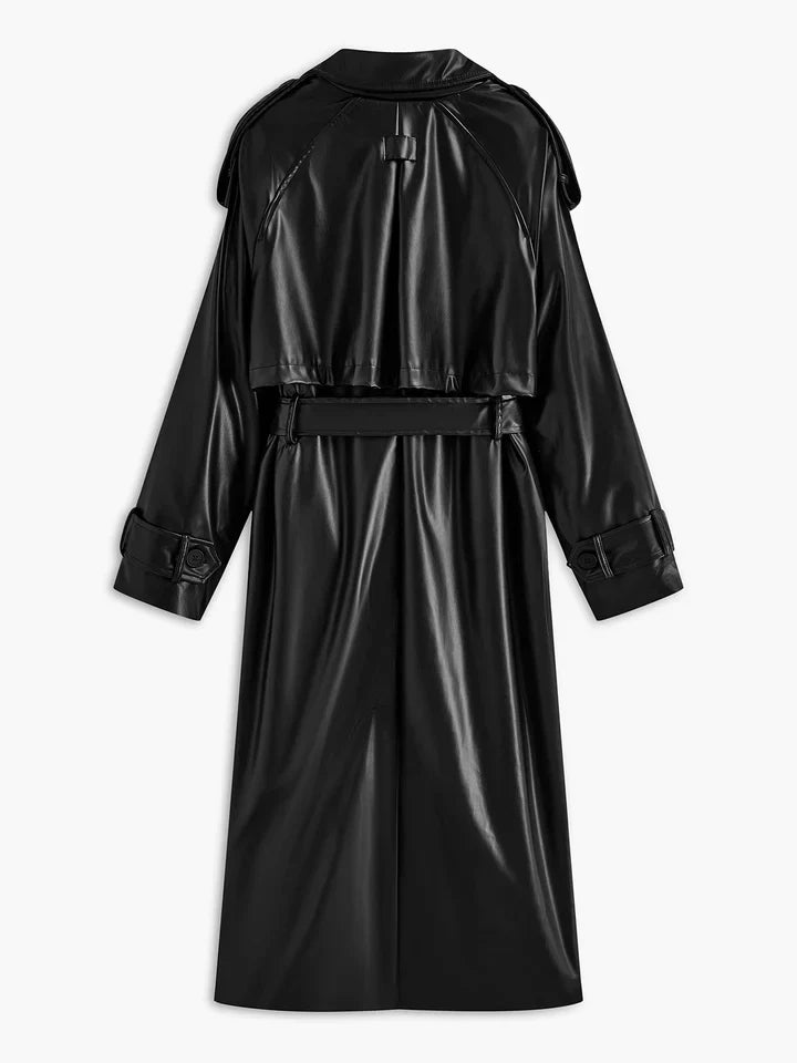 Velina Moda | Faux Leather Long Jacket