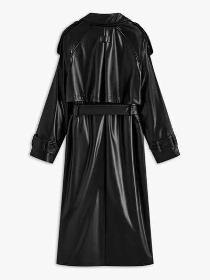 Velina Moda | Faux Leather Long Jacket
