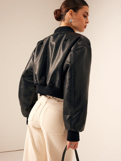 Velina Moda | Bags Pu Leather Short Jacket