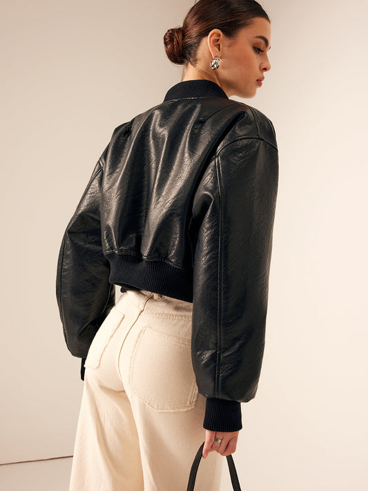 Velina Moda | Bags Pu Leather Short Jacket