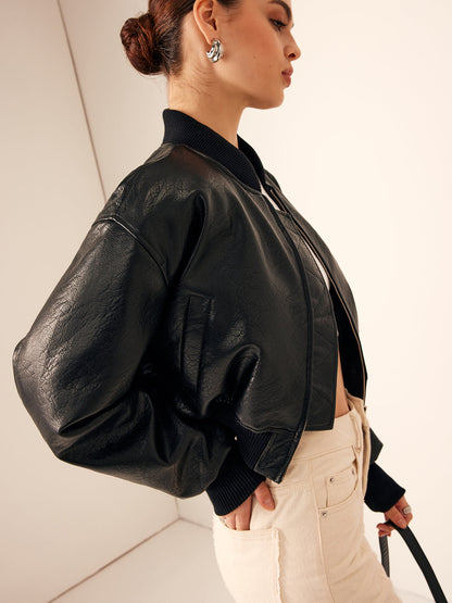 Velina Moda | Bags Pu Leather Short Jacket