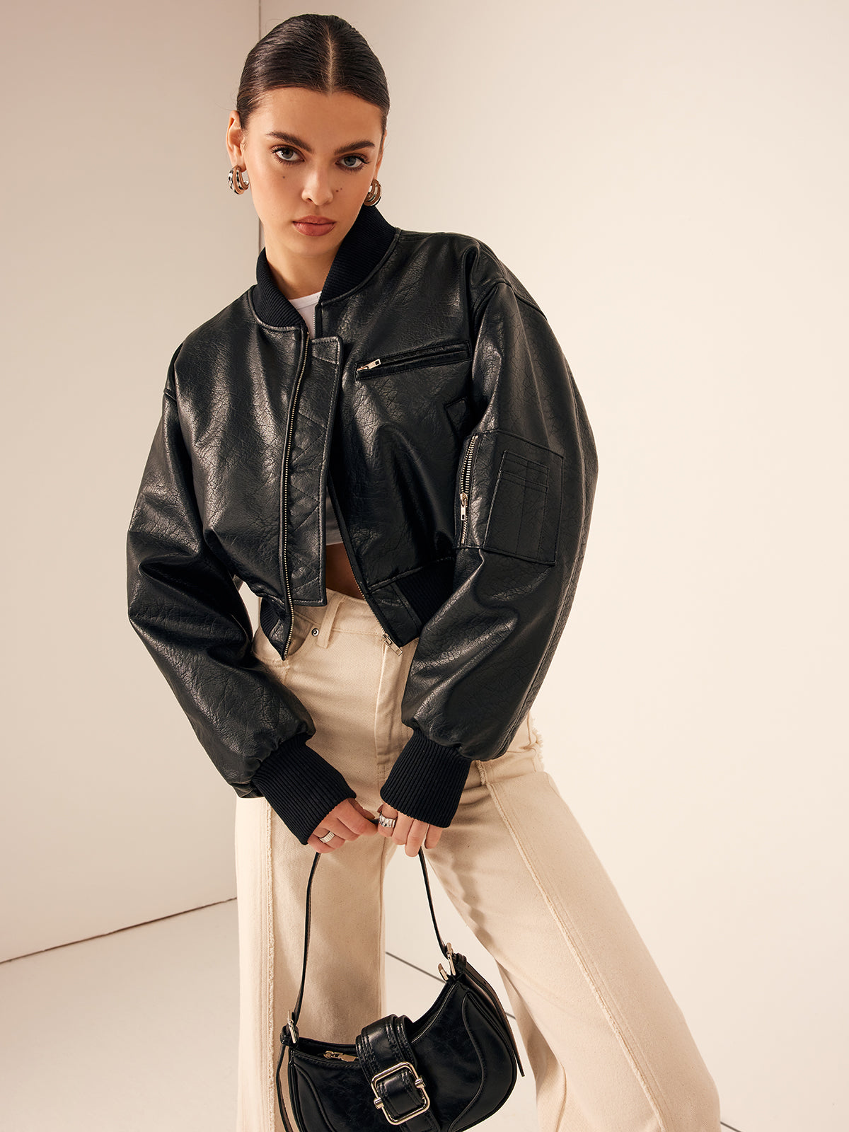 Velina Moda | Bags Pu Leather Short Jacket