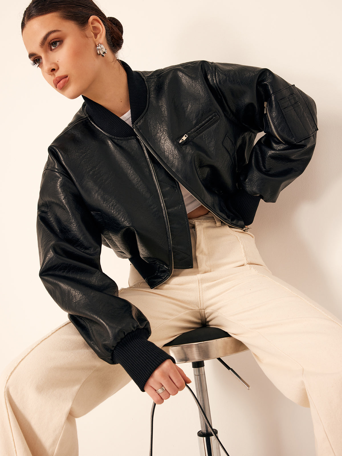 Velina Moda | Bags Pu Leather Short Jacket
