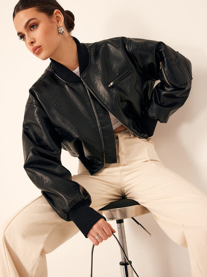 Velina Moda | Bags Pu Leather Short Jacket