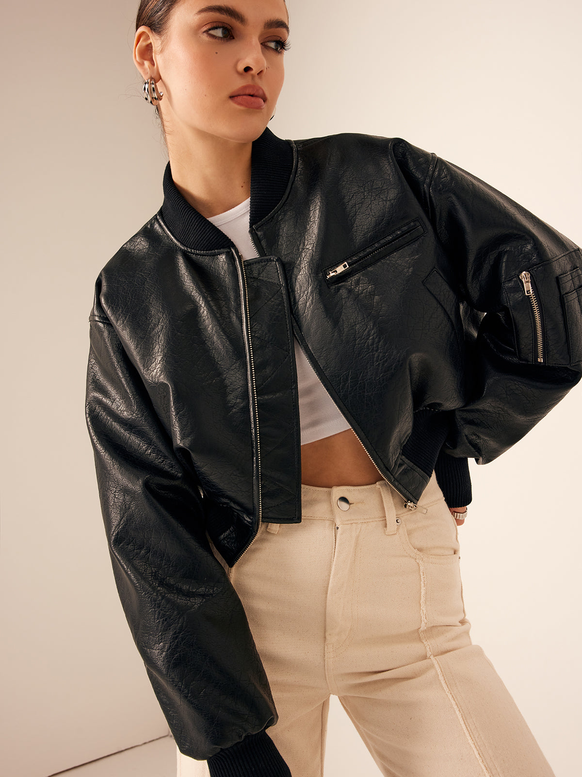 Velina Moda | Bags Pu Leather Short Jacket