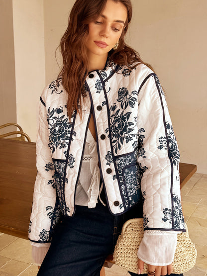 Velina Moda | Printed Piping Cozy Jacket