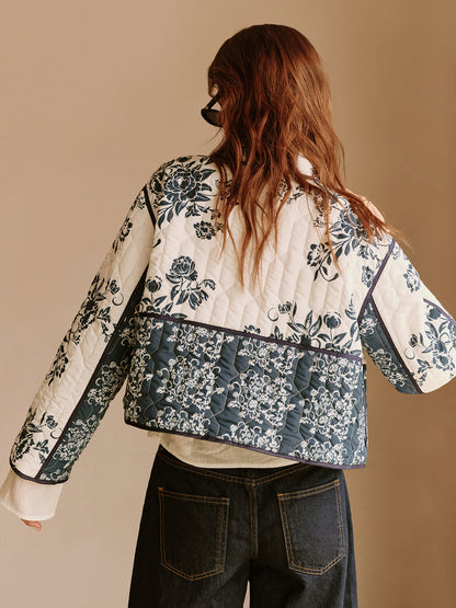 Velina Moda | Printed Piping Cozy Jacket