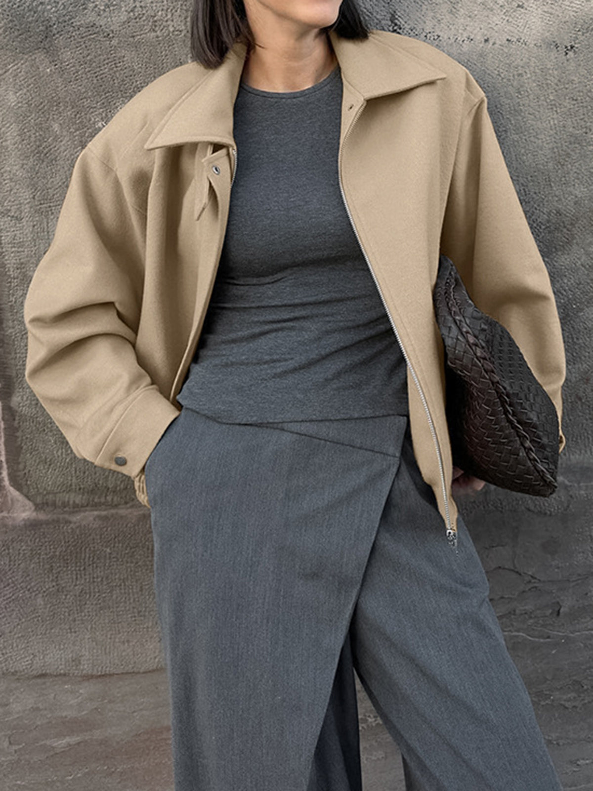 Velina Moda | Simple Zip Polo Jacket