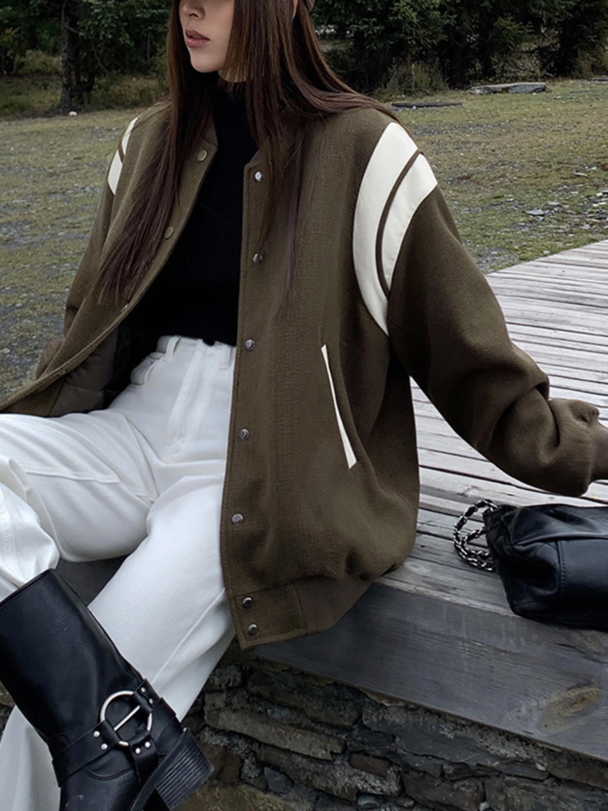 Velina Moda | Collar Contrast Trim Pocket Jacket