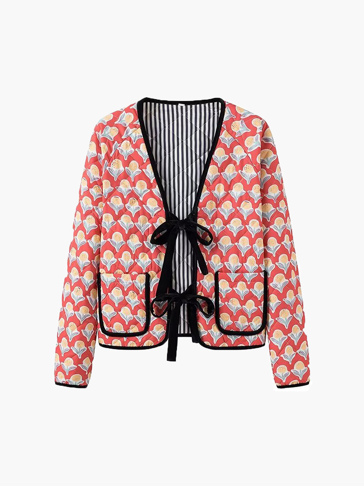 Velina Moda | Piping Lace-Up Jacket
