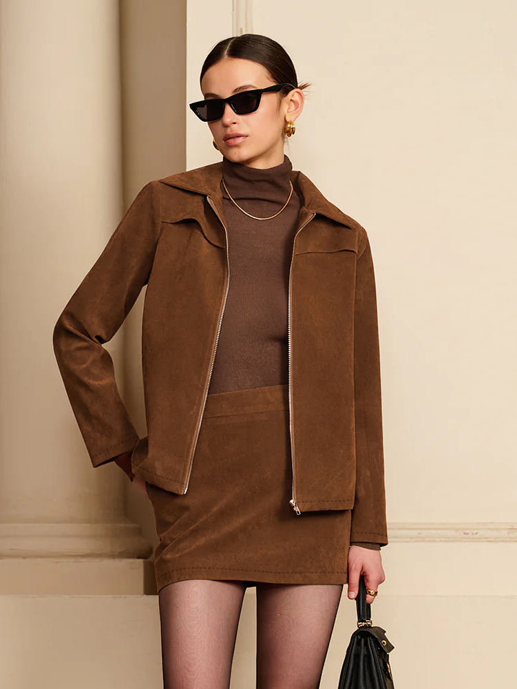 Velina Moda | Zipper Jacket with Shoulder Pads