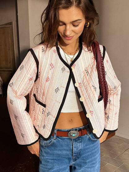 Velina Moda | Contrast Piping Short Jacket