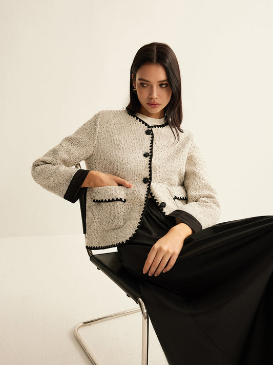 Velina Moda | Trim Tweed Short Jacket