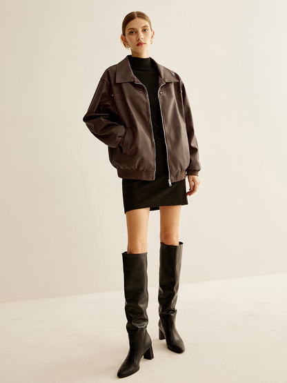 Velina Moda | Shift Pu Leather Jacket