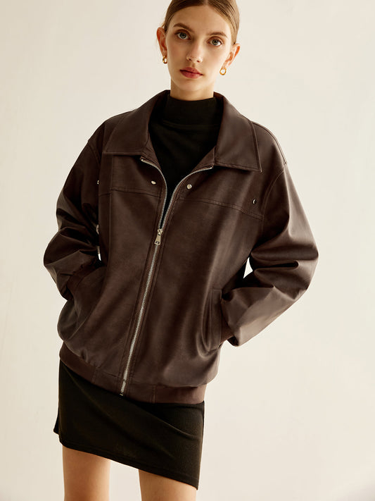 Velina Moda | Shift Pu Leather Jacket