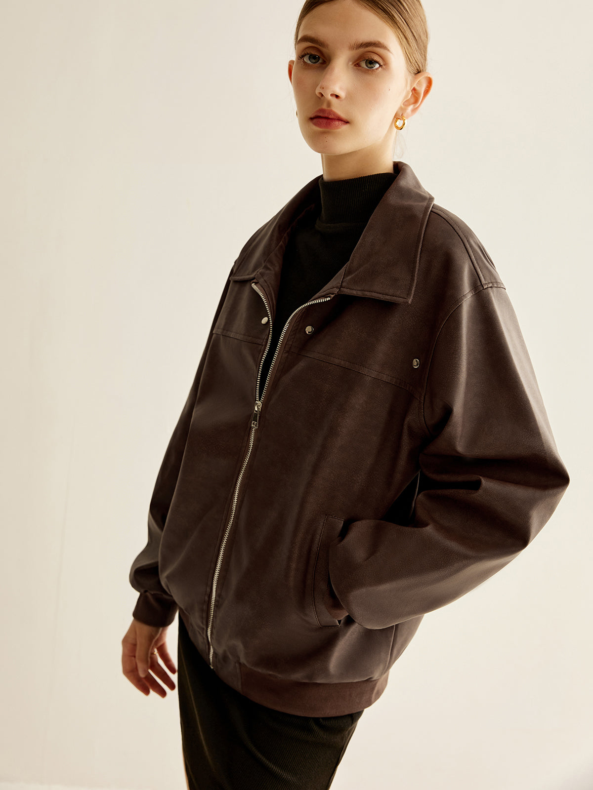 Velina Moda | Shift Pu Leather Jacket