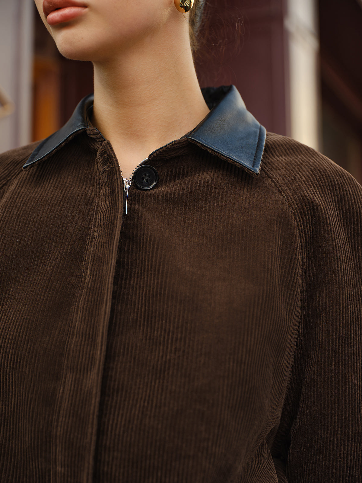 Velina Moda | Collar Cord Jacket with Zipper