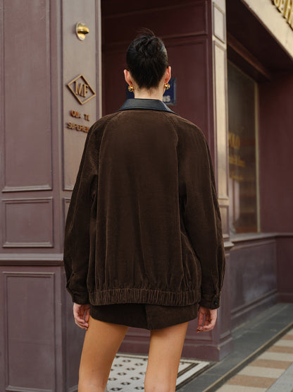 Velina Moda | Collar Cord Jacket with Zipper