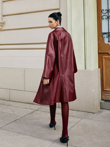 Velina Moda | Faux Leather Long Jacket