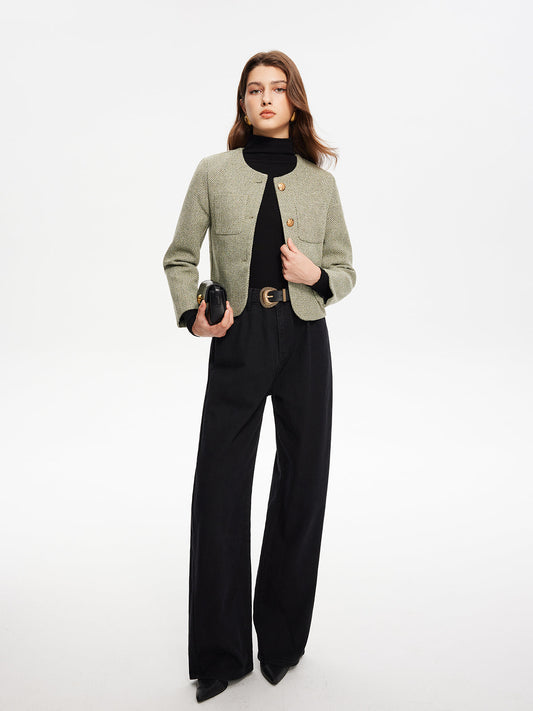 Velina Moda | Neck Pockets Tweed Jacket