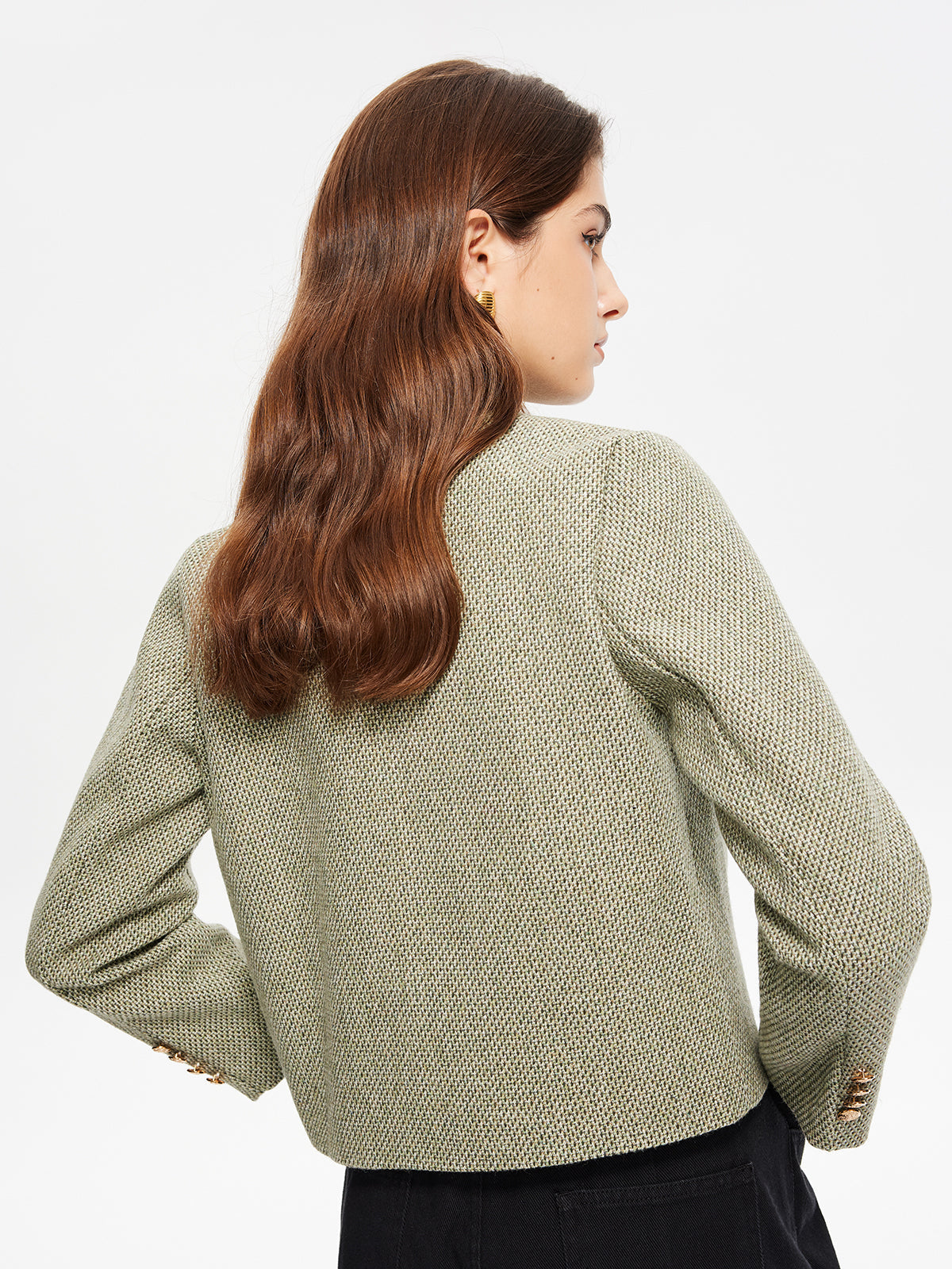 Velina Moda | Neck Pockets Tweed Jacket