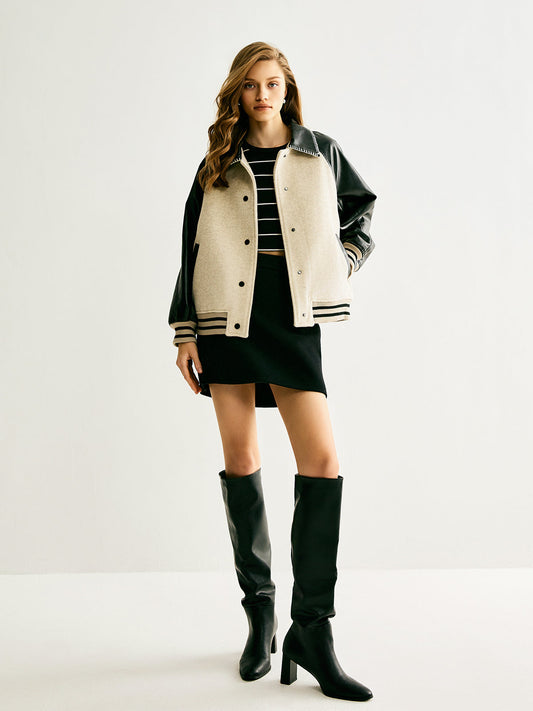 Velina Moda | Wool Blend Panel Jacket