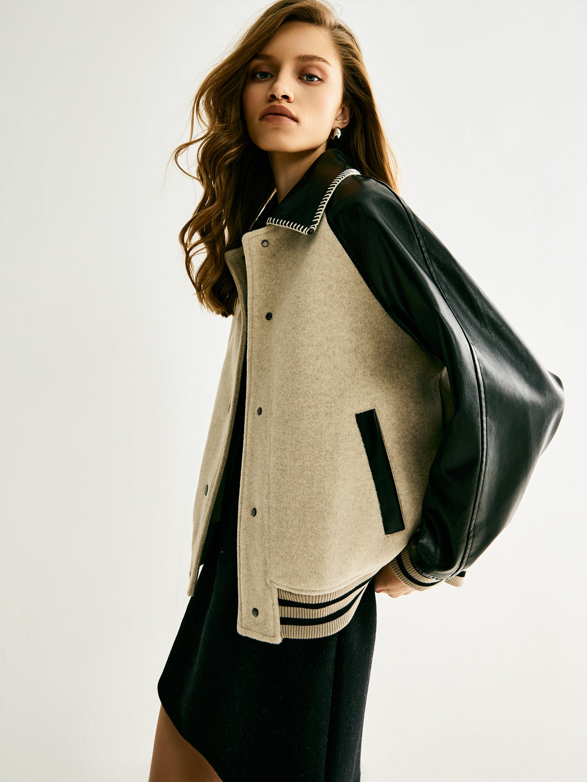 Velina Moda | Wool Blend Panel Jacket