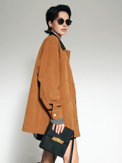 Velina Moda | Collar Oversized Suede Jacket